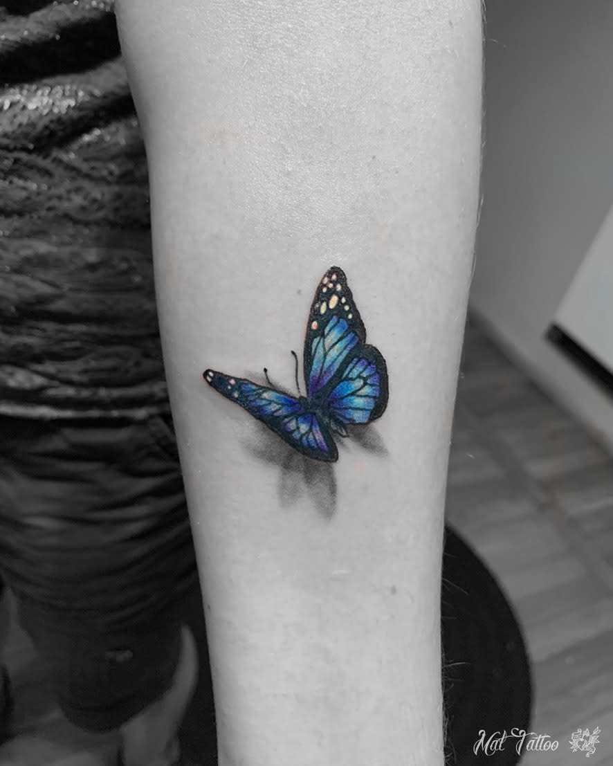Flying Butterflies Tattoos On Lower Back