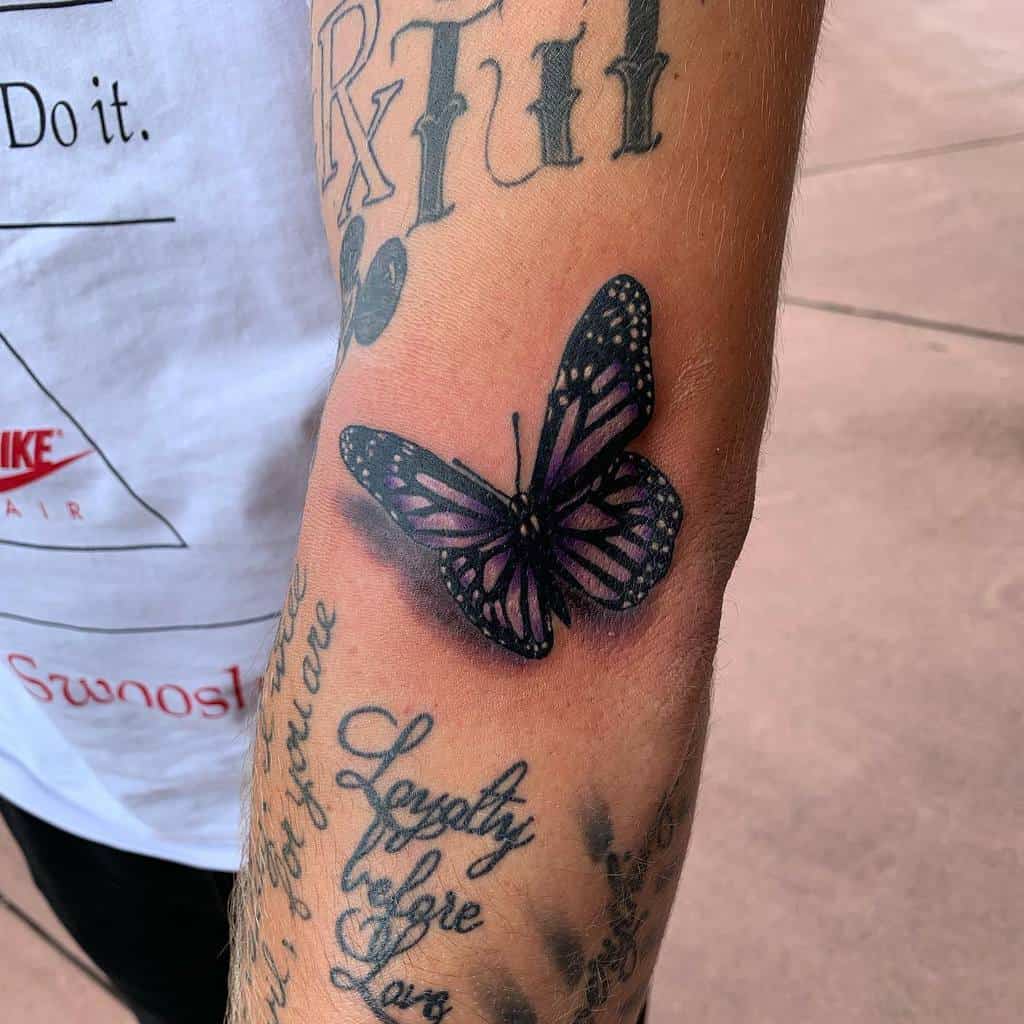 3D Purple Butterfly Tattoo aa8tattoos