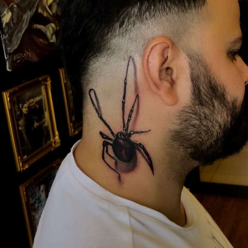 3D Spider Neck Tattoo alisalehtattoos