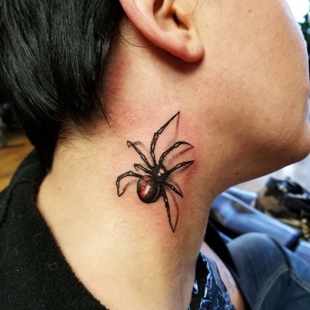 3D Spider Neck Tattoo ripley_tattoo