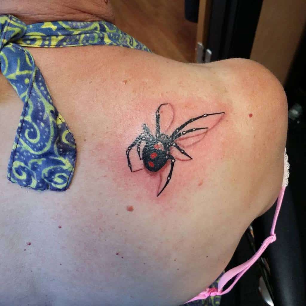3D Spider Shoulder Tattoo _inkdaddy