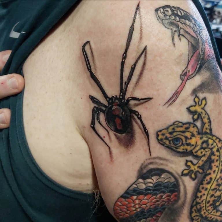 Stunning 3D Spider Tattoo Ideas   3D Spider Shoulder Tattoo Sk Tattoos 1984 768x768 