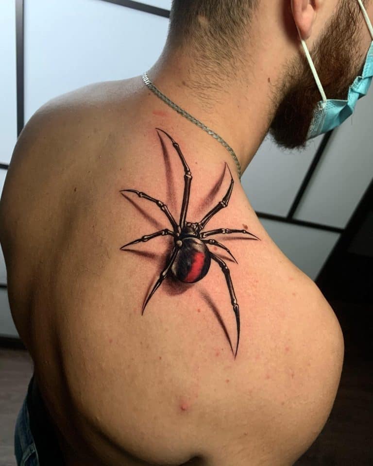 Top 67 Best 3D Spider Tattoo Ideas 2021 Inspiration Guide   3D Spider Shoulder Tattoo Wilson.santtoos 768x960 