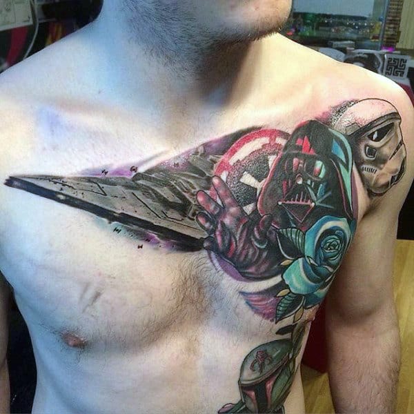 3D Darth Vader Tattoo Male Chest