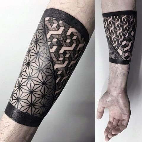 3D Shapes And Stars Pattern Male Forearms