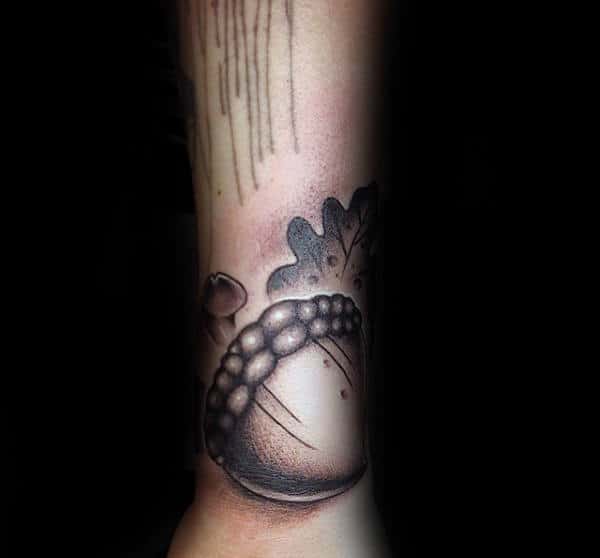 3d Acorn Mens Wrist Tattoos
