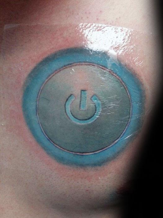 3d Chest Unique Mens Glowing Power Symbol Tattoos