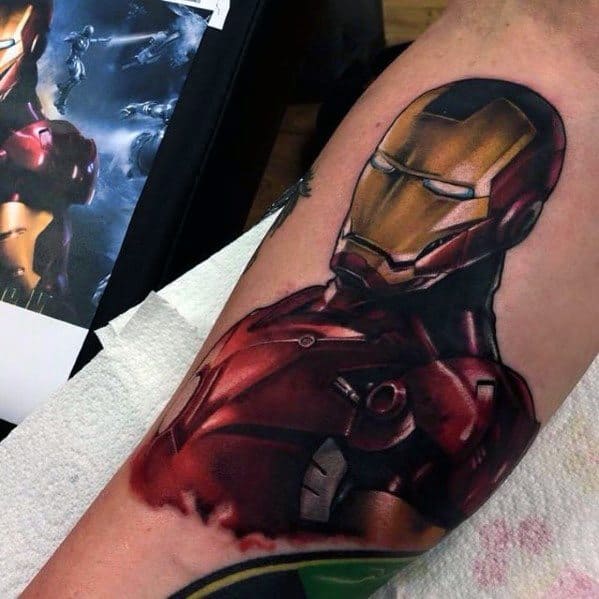 Iron man full colour tattoo chest piece  Colour tattoo Tattoos for guys  Tattoos