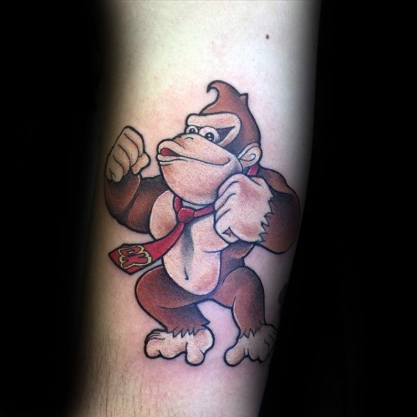 3d Forearm Donkey Kong Tattoos For Males