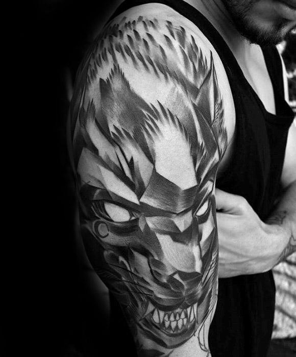 3d Geometric Half Sleeve Sick Wolf Tattoos Men