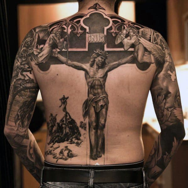 3d Jesus Male Tattoos On Full Back