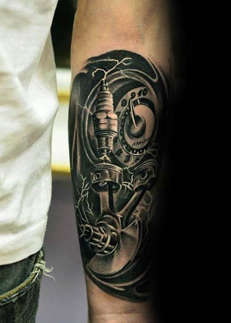 Gearhead sleeve idea  Hot rod tattoo Gear tattoo Mechanic tattoo