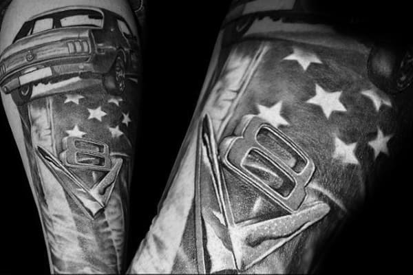 3d Mens American Flag V8 Arm Tattoo