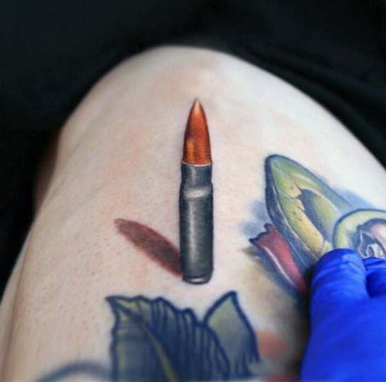 3d Mens Bullets Tattoo With Steel Case And Copper Tip