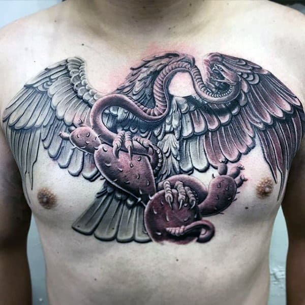 3d Mens Mexican Eagle Tattoo Design On Chest