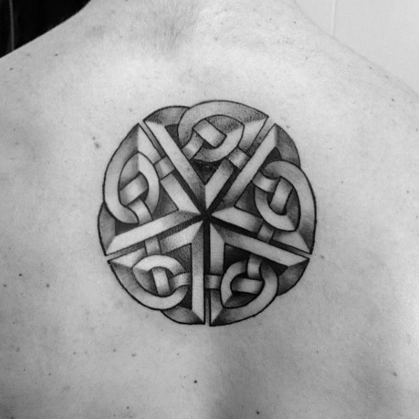 3d Mens Small Center Of Back Celtic Knot Tattoos