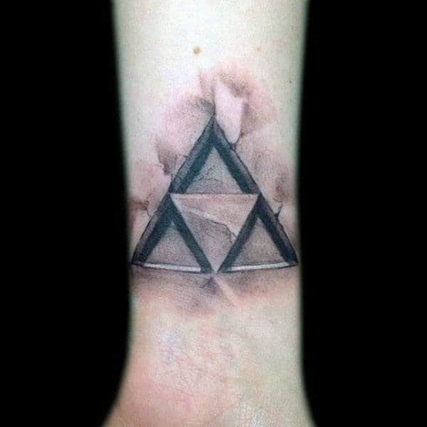 3d Mens Stone Realistic Triforce Wrist Tattoos