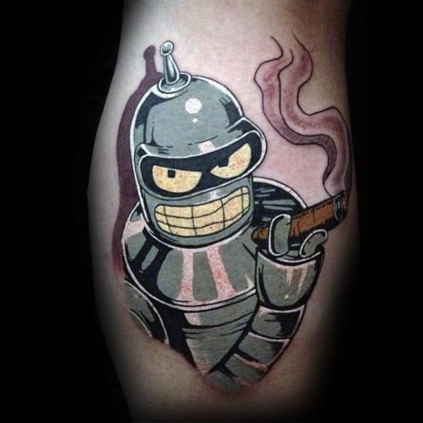 Bender from Futurama dotwork style tattoo on the left arm  Futurama tattoo  Beautiful tattoos Tattoos