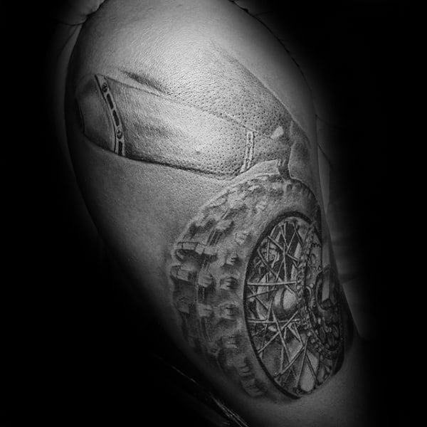 3d Motocross Dirt Bike Upper Arm Guys Tattoos