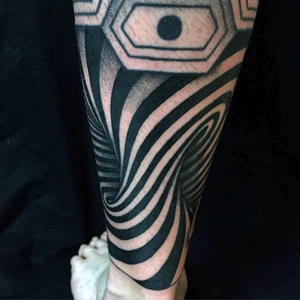 3d Optical Illusion Awesome Mens Leg Sleeve Tattoo