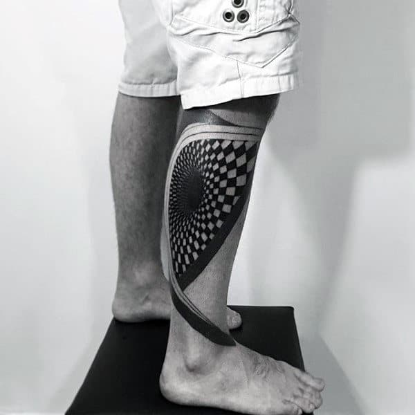 3d Optical Illusion Unique Leg Sleeve Tattoos For Guys