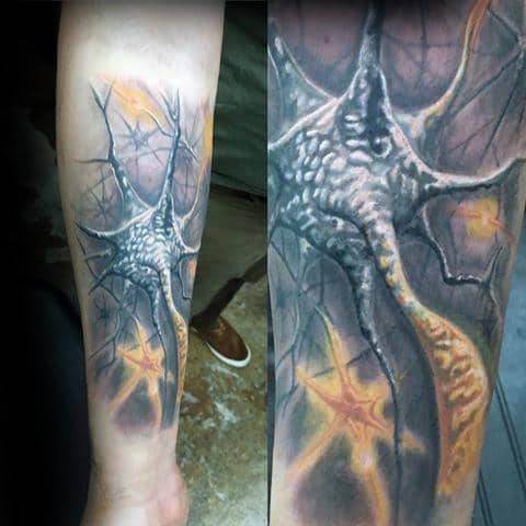 3d Realistic Forearm Cool Male Neuron Tattoo Designs
