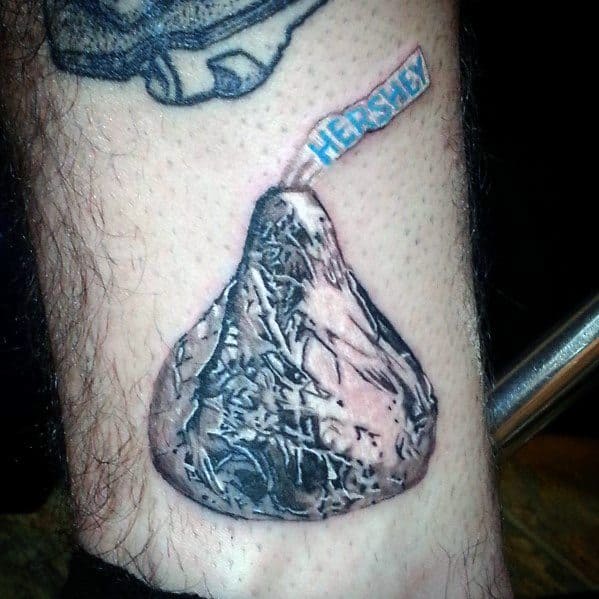 3d Realistic Hershey Kiss Candy Tattoo Design Ideas For Men