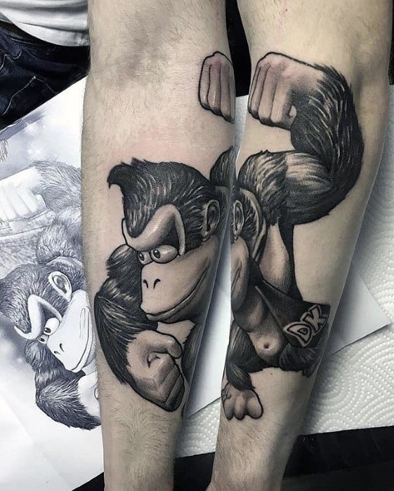 3d Realistic Inner Forearm Donkey Kong Mens Tattoo Designs
