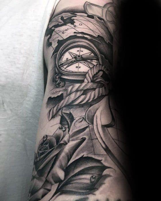 3d Realistic Sleeve Guys Unique Anchor Tattoo Inspiration