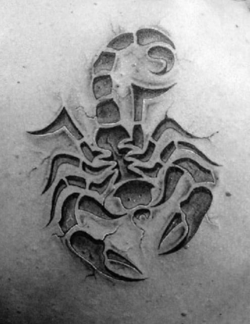 3d Scorpion Stone Mens Tribal Chest Tattoos