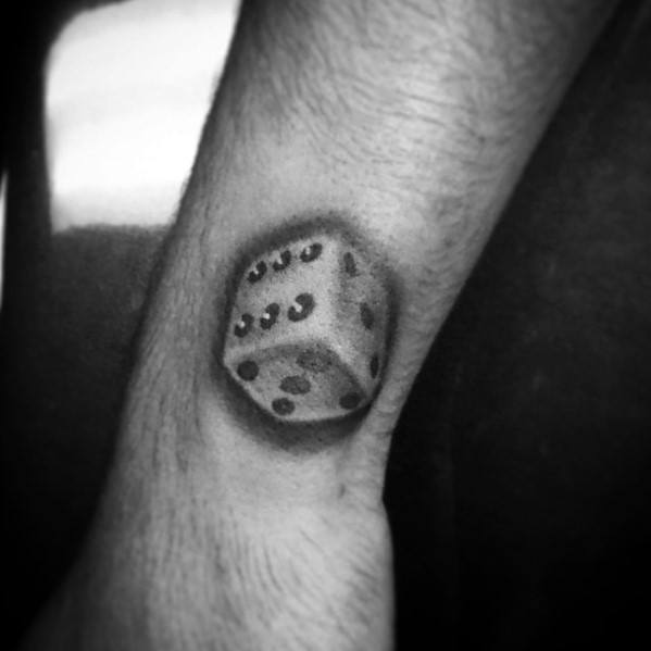 3d Shaded Black And Grey Ink Dice Badass Small Tattoo Ideas For Guys