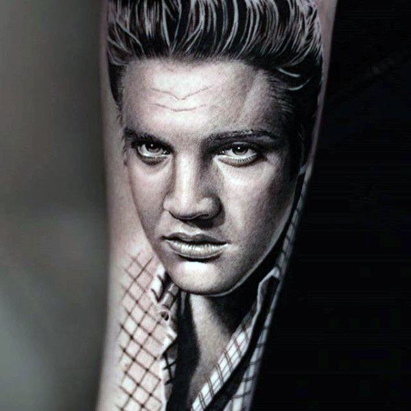 3d Shaded Portrait Male Elvis Presley Tattoo Designs