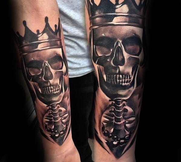 3d Shaded Skeleton Skull Awesome Mens Arm Tattoo Ideas
