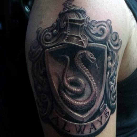 3d Snake Shield Guys Arm Tattoo