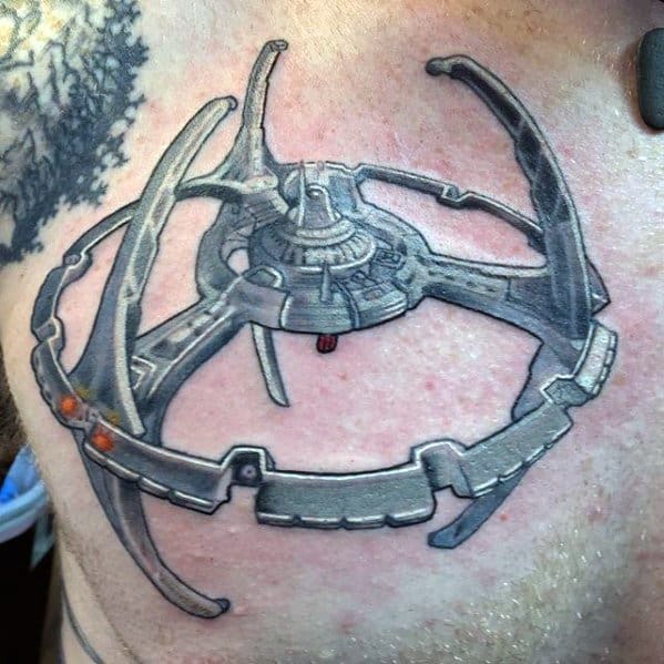3d Spaceship Upper Chest Male Star Trek Tattoo Ideas