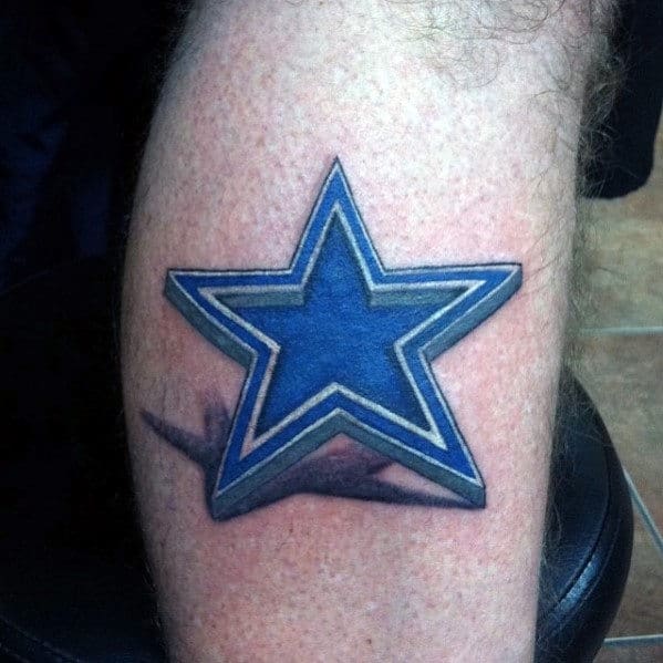 3d Star Dallas Cowboys Logo Mens Leg Tattoo Designs