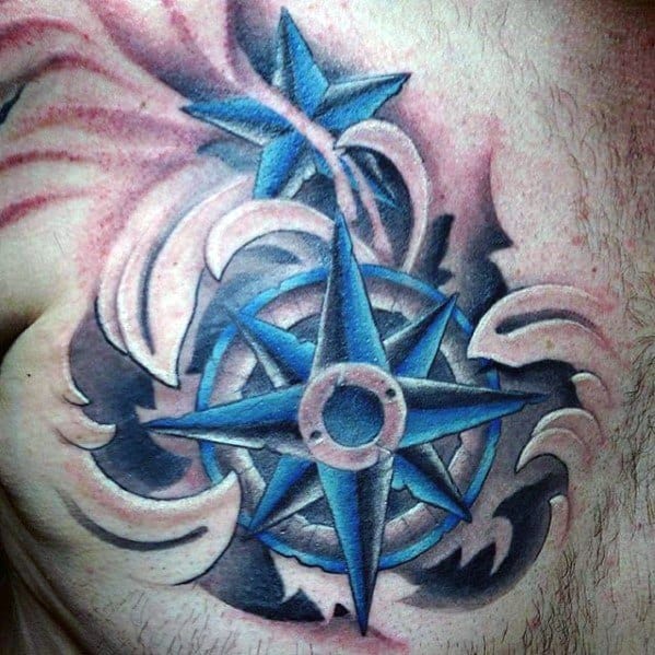 3d Star Tattoo Designs For Guys On Chest