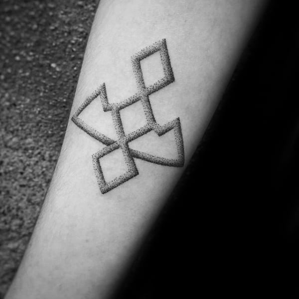 3d Symbol Twin Peaks Male Forearm Tattoos