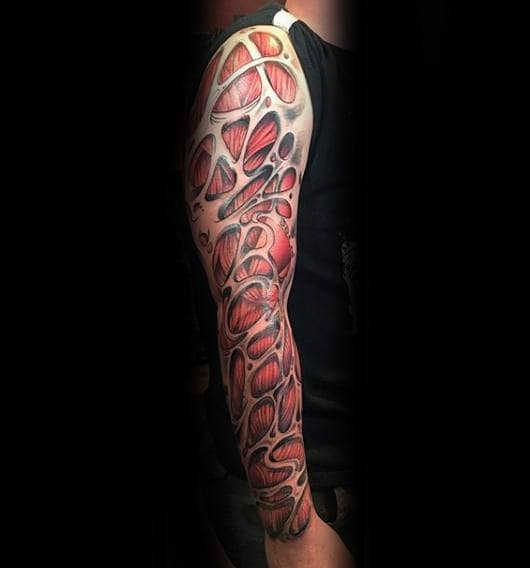 3d Unique Mens Muscle Sleeve Tattoos