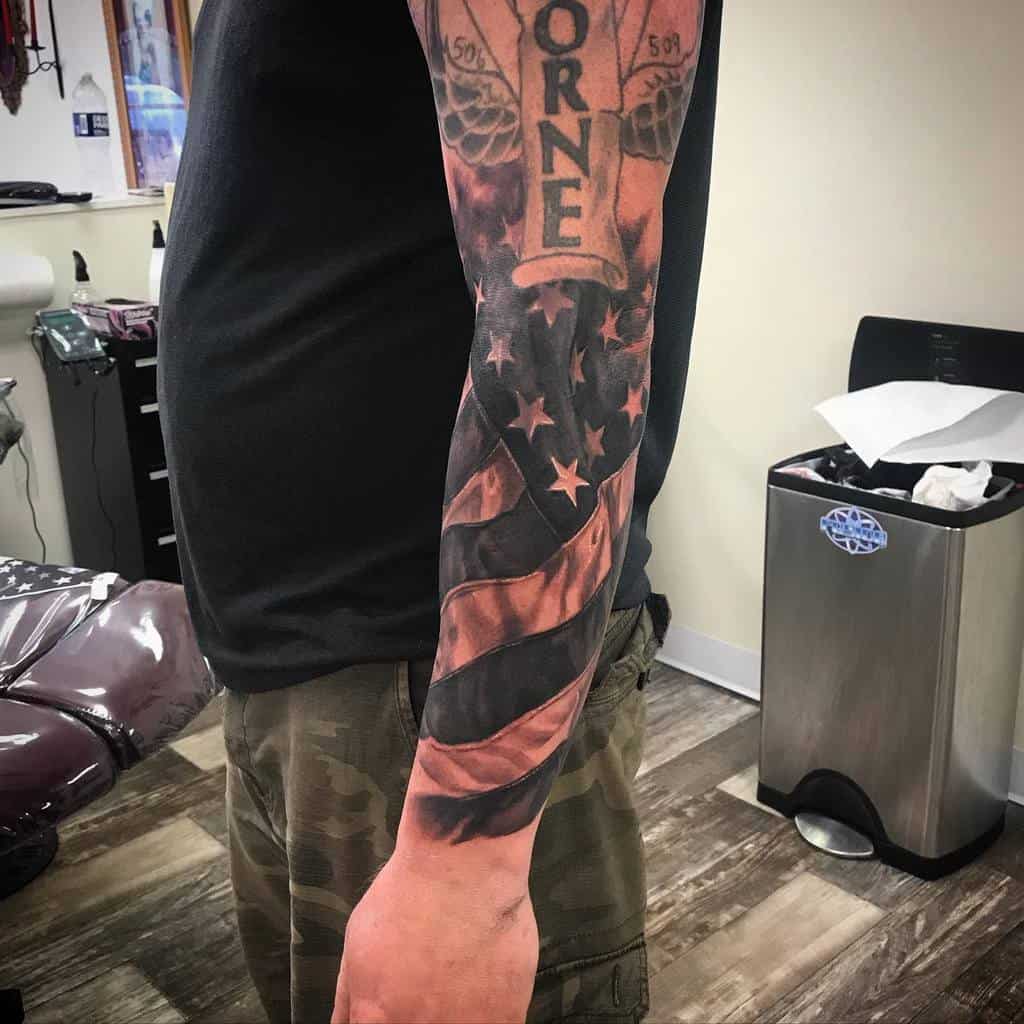 American Black Flag Sleeve Tattoo american_tattoo_authority