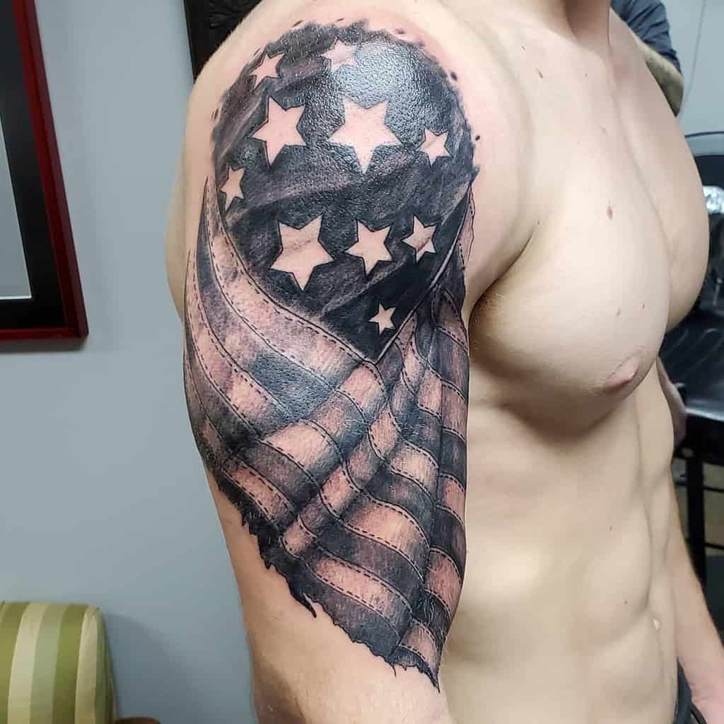 American Black Flag Sleeve Tattoo neverenoughtattooshop