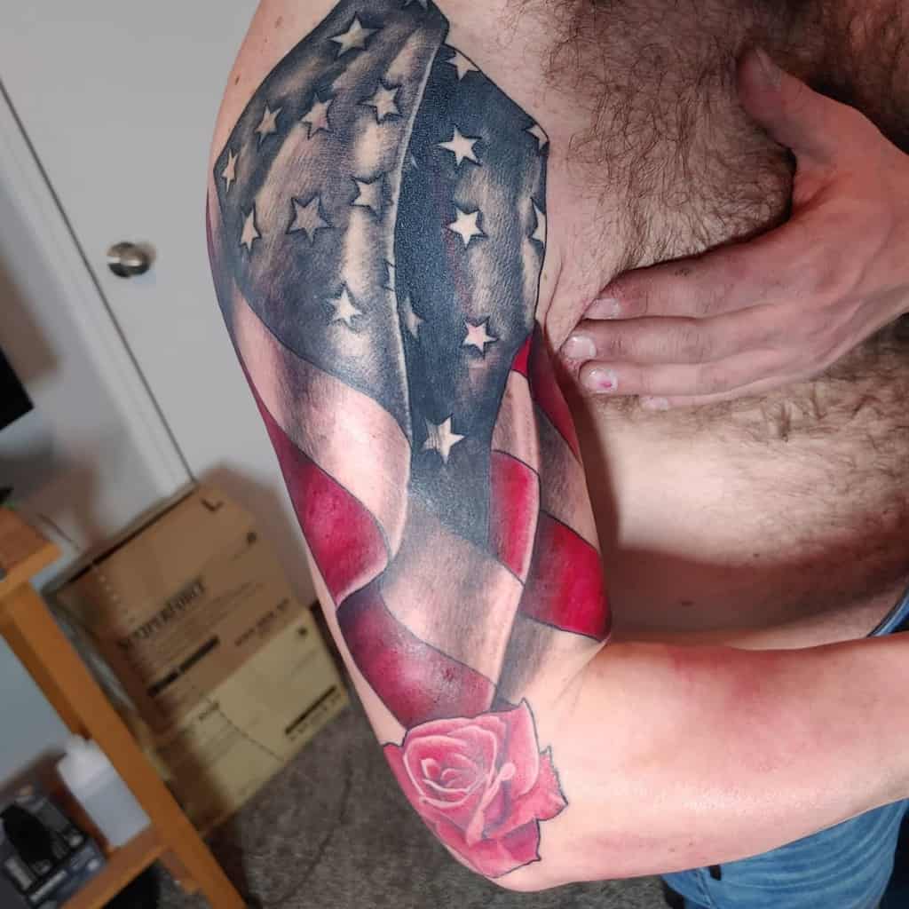 American Colored Flag Sleeve Tattoo airbrushboss