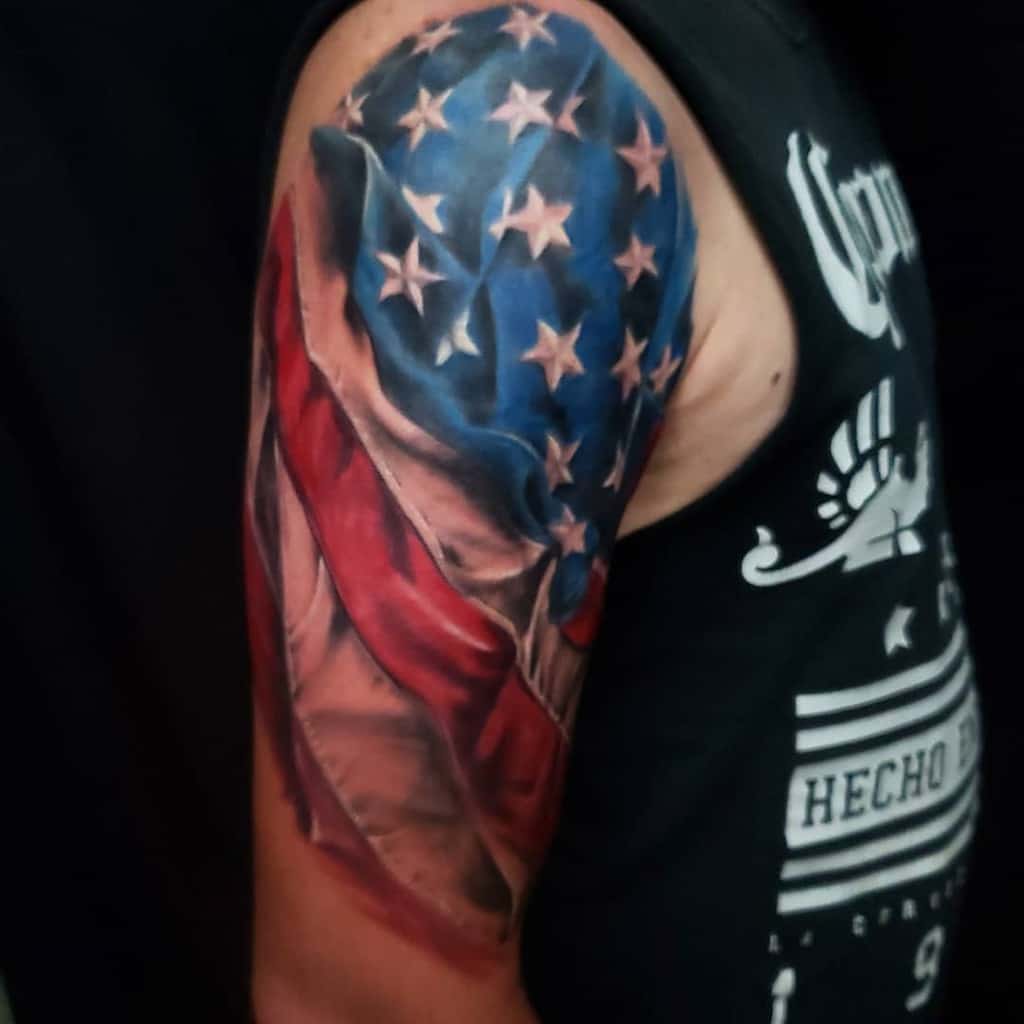 American Colored Flag Sleeve Tattoo jeffwilliamsontattoos