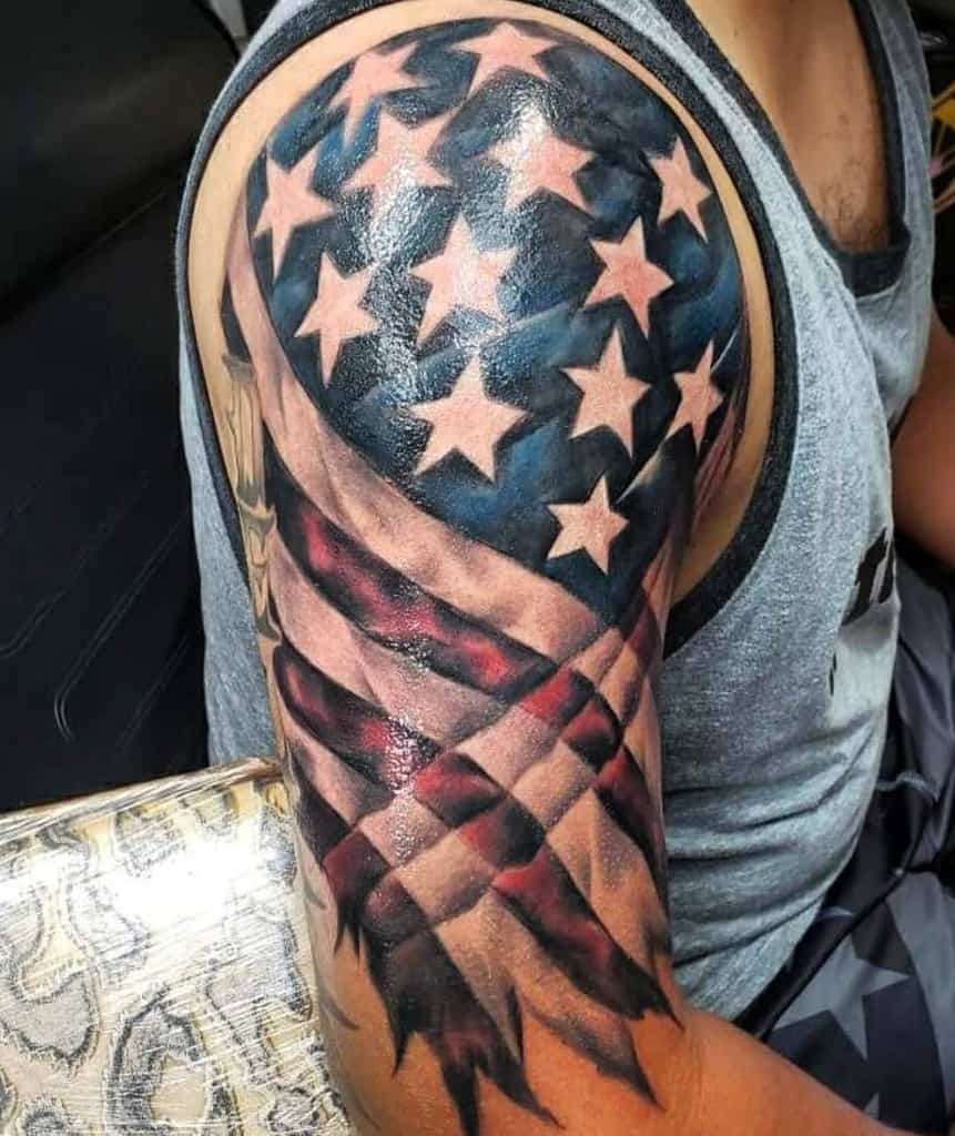 American Colored Flag Sleeve Tattoo jprado_artcollective