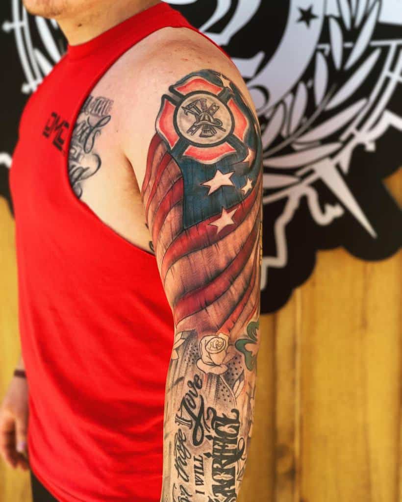 American Colored Flag Sleeve Tattoo tor_ink