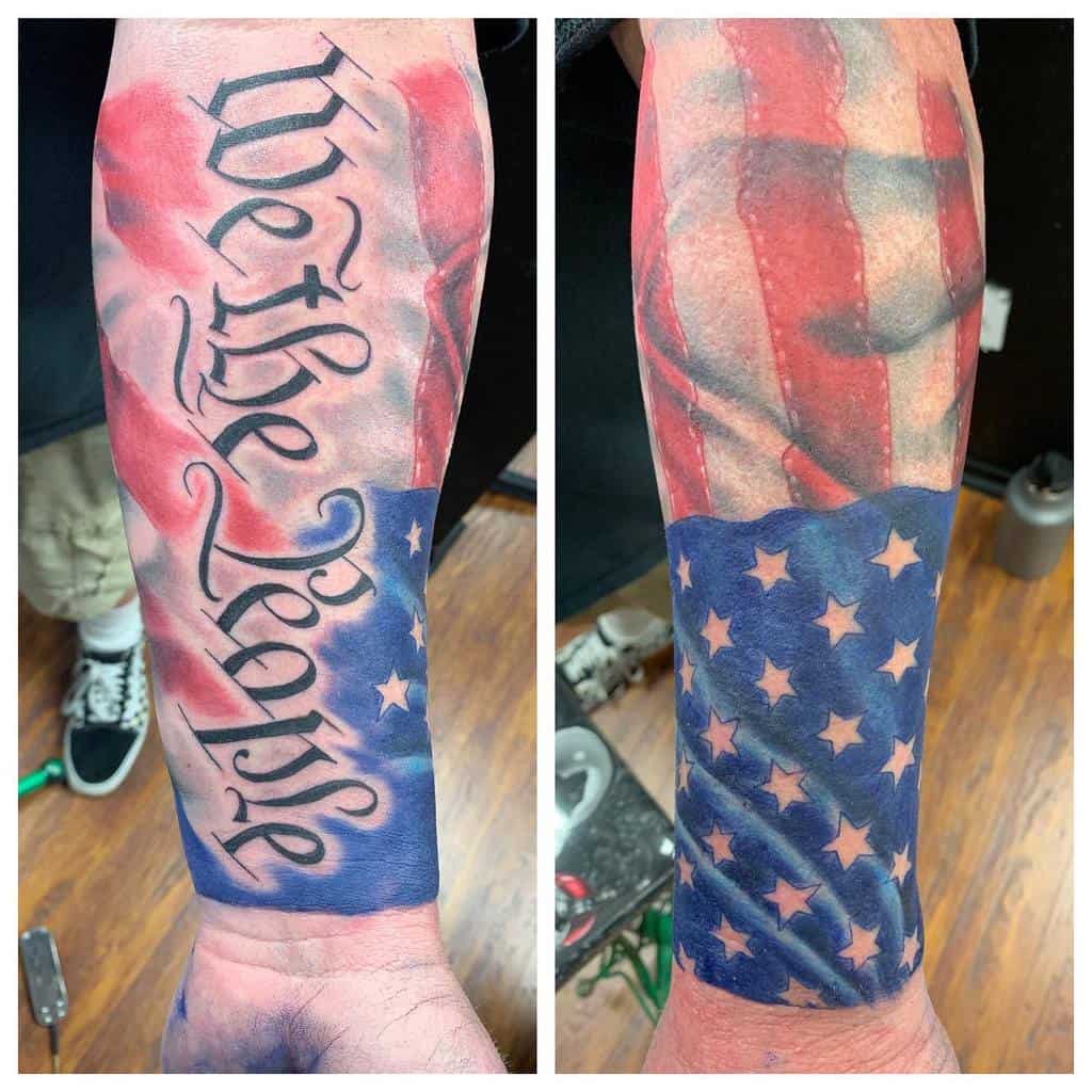 American Flag Forearm Sleeve Tattoo captaintattoo55