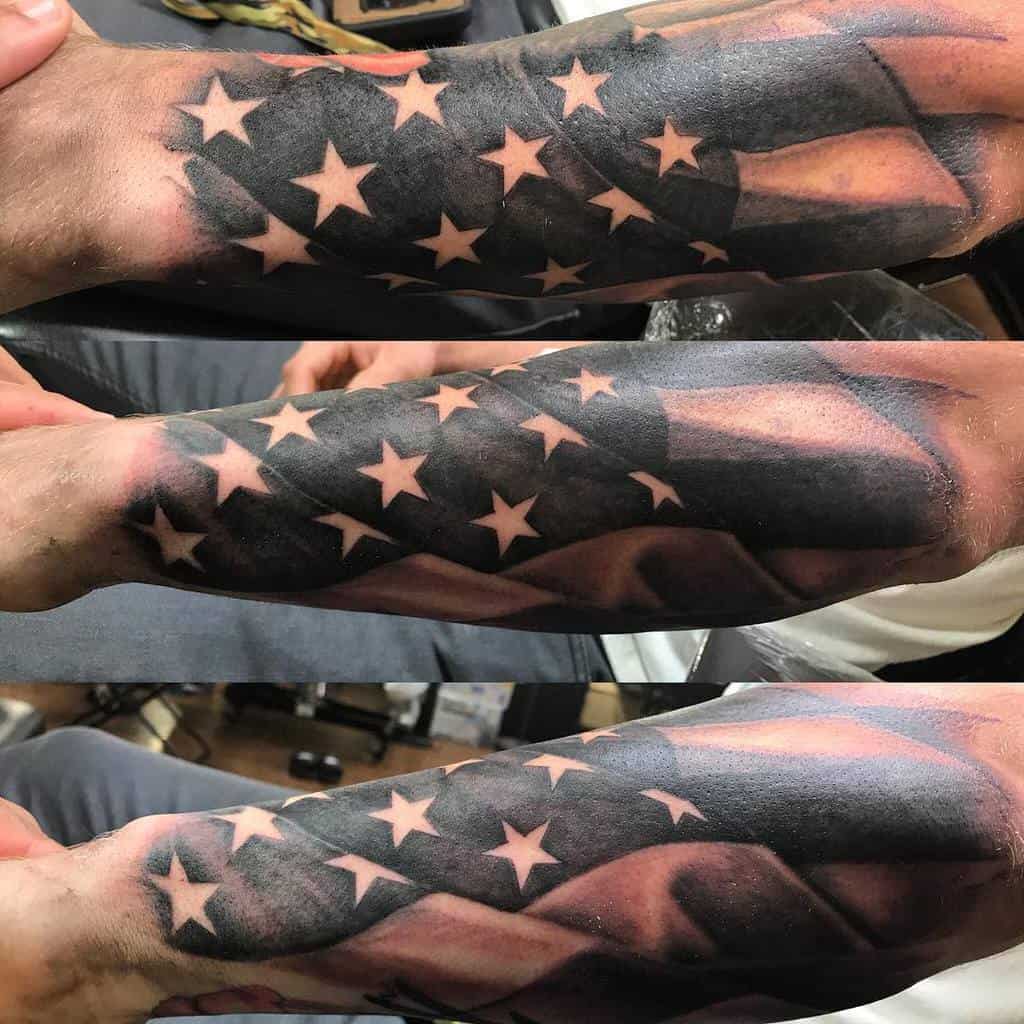 American Flag Forearm Sleeve Tattoo denzellextattoo