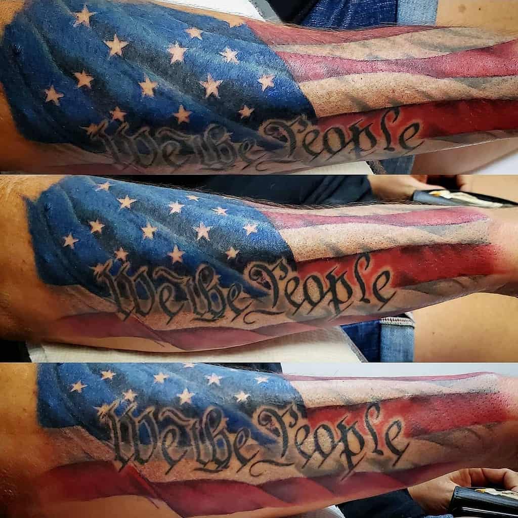 American Flag Forearm Sleeve Tattoo johnnybee_art