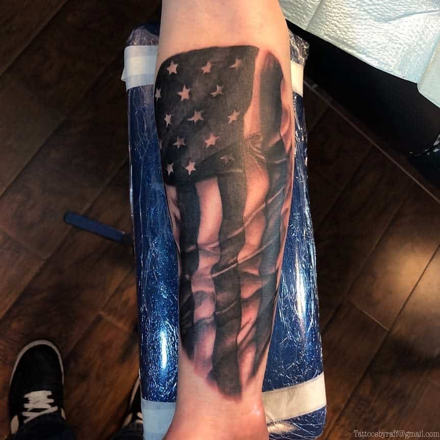 American Flag Forearm Sleeve Tattoo raff_vivas