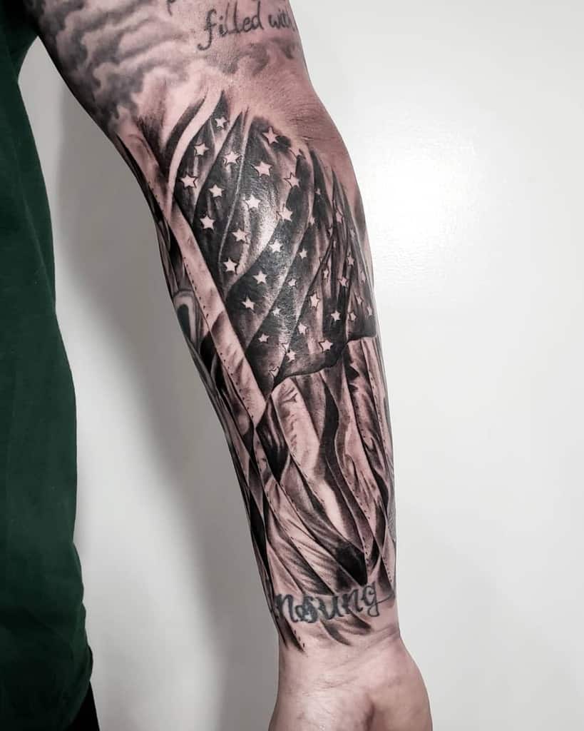 American Flag Forearm Sleeve Tattoo tattoos_by_julia